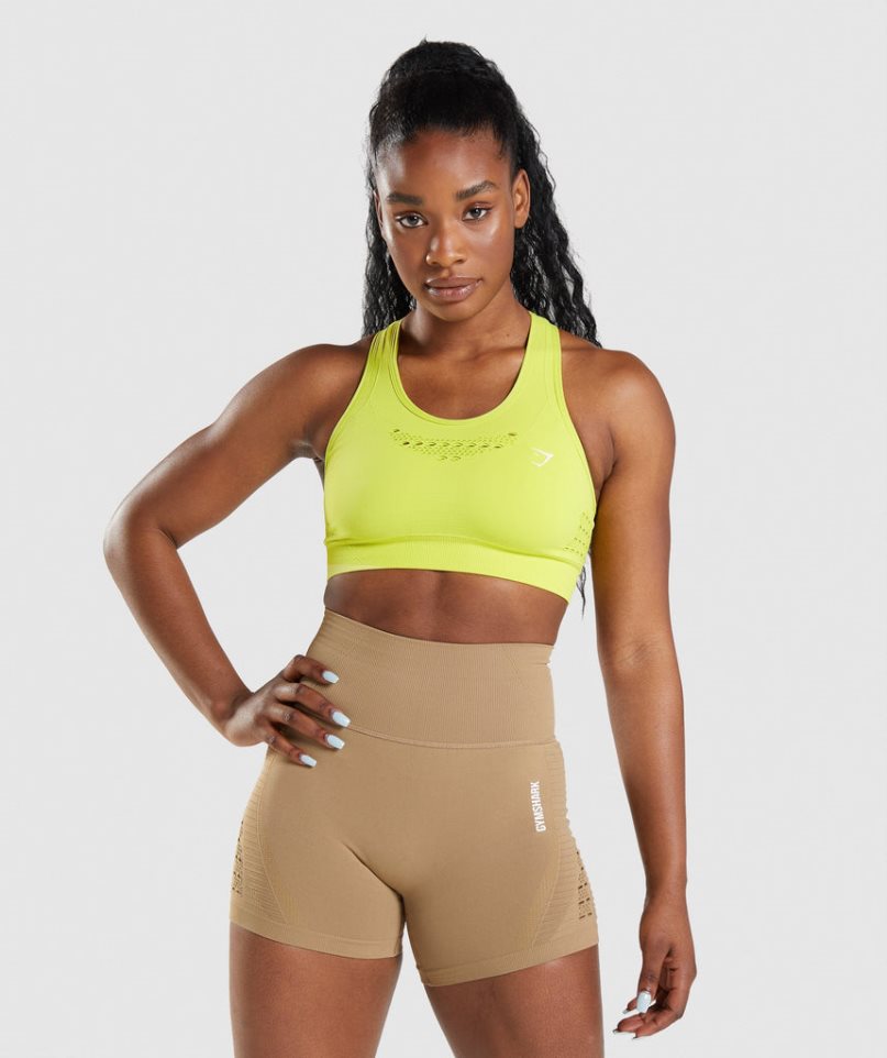 Staniki Sportowe Gymshark Energy Seamless Damskie Żółte | PL 480FLI